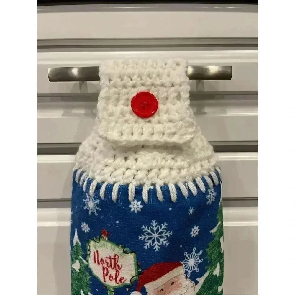 Crochet Top Kitchen Towel- Santa Claus and North Pole